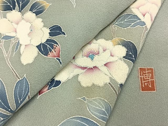 平和屋着物●訪問着　友禅　作家物　枝花文　暈し染め　銀彩　伊勢丹扱い　正絹　逸品　AABL3297fy