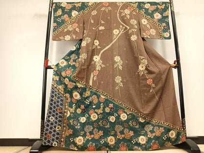 平和屋着物●訪問着　花蝶文　金彩　まるやま扱い　正絹　逸品　未使用　AABL3298fy