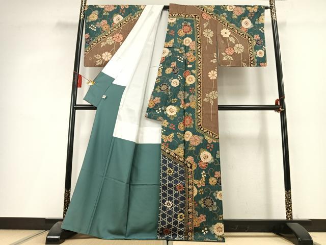 平和屋着物●訪問着　花蝶文　金彩　まるやま扱い　正絹　逸品　未使用　AABL3298fy