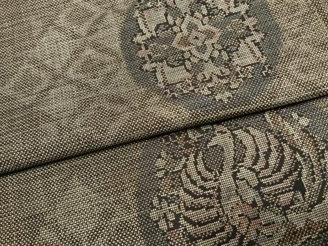 平和屋着物●本場大島紬　9マルキ　花鳥丸文　正絹　逸品　AABL3299fy