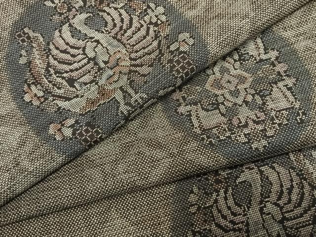 平和屋着物●本場大島紬　9マルキ　花鳥丸文　正絹　逸品　AABL3299fy