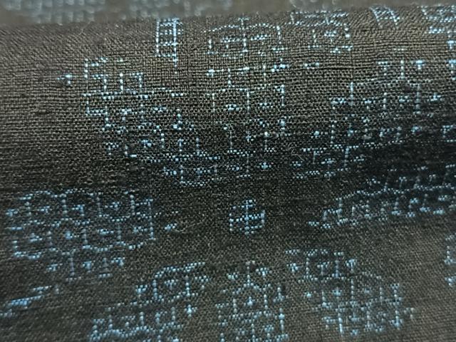 平和屋着物●結城紬　80亀甲　風景花文　正絹　逸品　AABL3300fy
