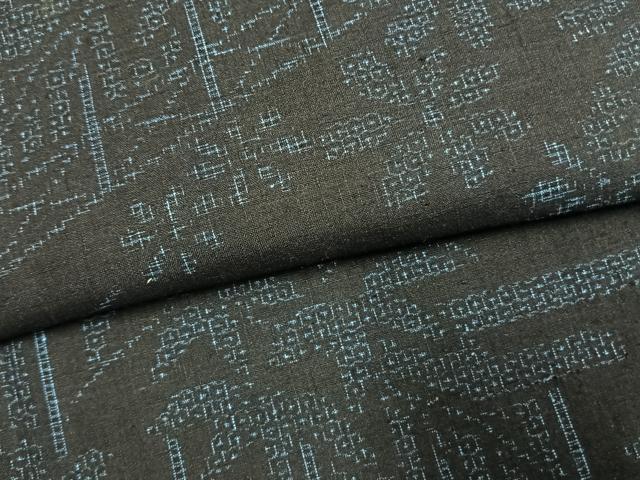 平和屋着物●結城紬　80亀甲　風景花文　正絹　逸品　AABL3300fy