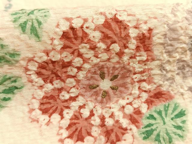 平和屋着物●訪問着　絞り　草花文　暈し染め　正絹　逸品　AABL3303fy