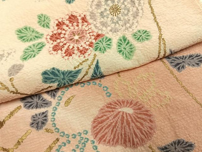平和屋着物●訪問着　絞り　草花文　暈し染め　正絹　逸品　AABL3303fy