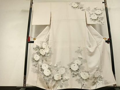 平和屋着物●訪問着　作家物　手描き　草花文　正絹　逸品　AABL3305fy
