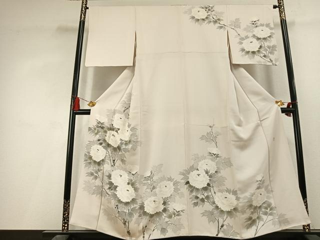 平和屋着物●訪問着　作家物　手描き　草花文　正絹　逸品　AABL3305fy