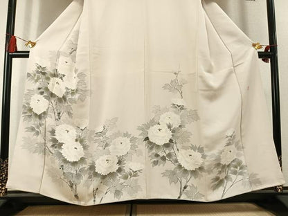 平和屋着物●訪問着　作家物　手描き　草花文　正絹　逸品　AABL3305fy