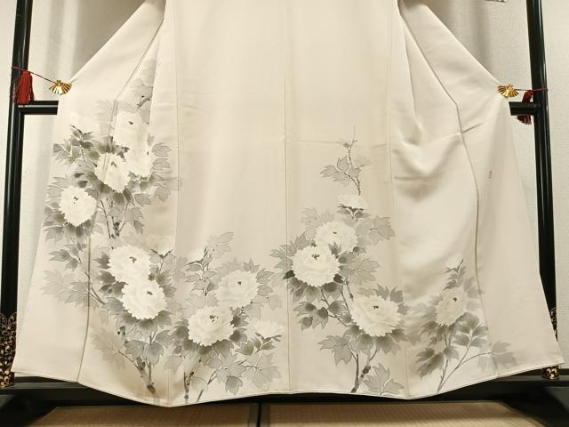 平和屋着物●訪問着　作家物　手描き　草花文　正絹　逸品　AABL3305fy