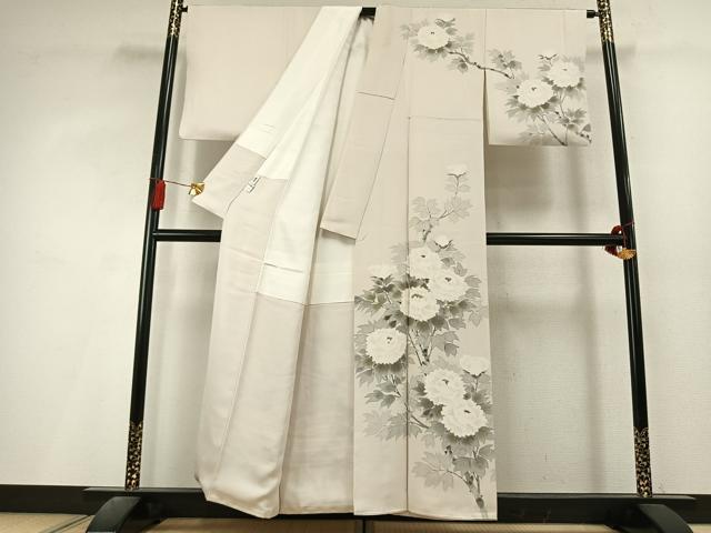 平和屋着物●訪問着　作家物　手描き　草花文　正絹　逸品　AABL3305fy