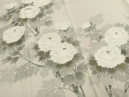 平和屋着物●訪問着　作家物　手描き　草花文　正絹　逸品　AABL3305fy