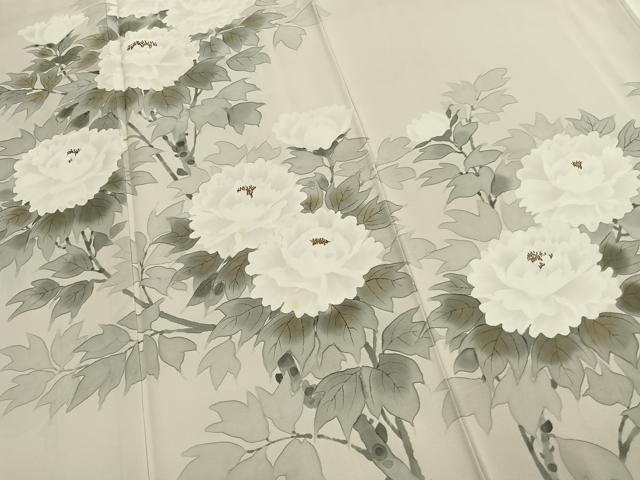 平和屋着物●訪問着　作家物　手描き　草花文　正絹　逸品　AABL3305fy