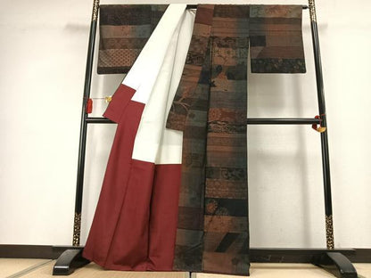 平和屋着物●小千谷紬　百柄　正絹　逸品　AABL3306fy