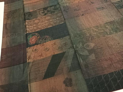 平和屋着物●小千谷紬　百柄　正絹　逸品　AABL3306fy