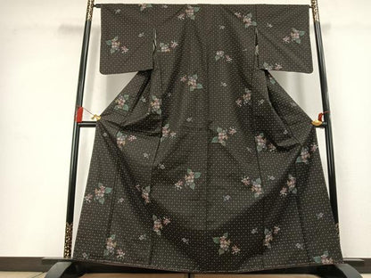 平和屋着物●本場大島紬　7マルキ　地空き　草花文　正絹　逸品　未使用　AABL3307fy