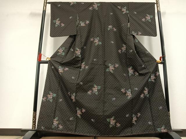 平和屋着物●本場大島紬　7マルキ　地空き　草花文　正絹　逸品　未使用　AABL3307fy