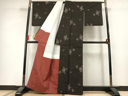 平和屋着物●本場大島紬　7マルキ　地空き　草花文　正絹　逸品　未使用　AABL3307fy