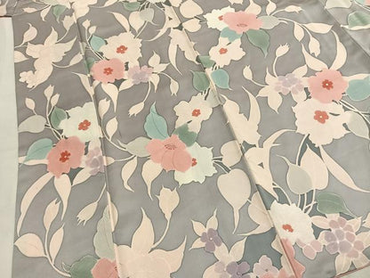 平和屋着物●上質な小紋　地紋起こし　草花文　正絹　逸品　AABL3312fy