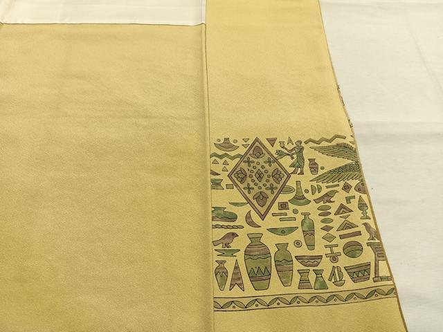 平和屋着物●訪問着　総刺繍　花鳥文　暈し染め　ロング丈　正絹　逸品　AABL3313fy