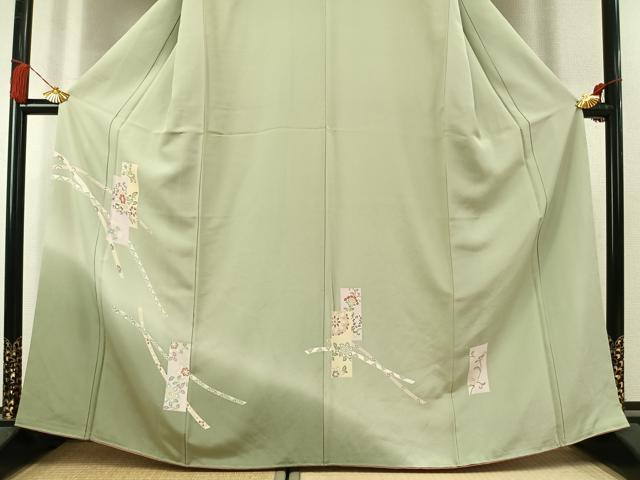 平和屋着物●訪問着　色紙重ね熨斗花文　暈し染め　正絹　逸品　未使用　AABL3314fy
