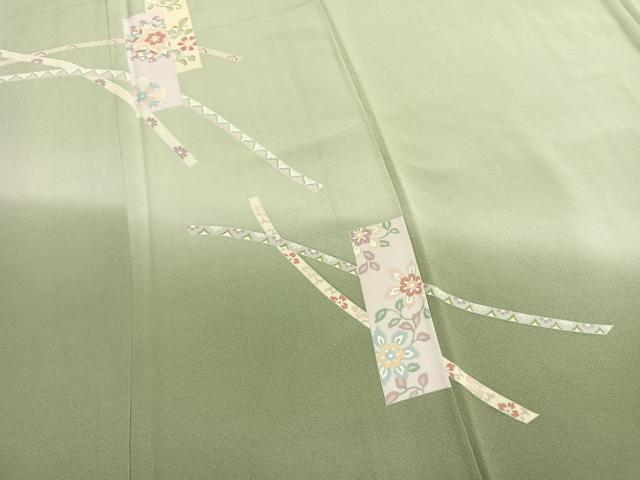 平和屋着物●訪問着　色紙重ね熨斗花文　暈し染め　正絹　逸品　未使用　AABL3314fy
