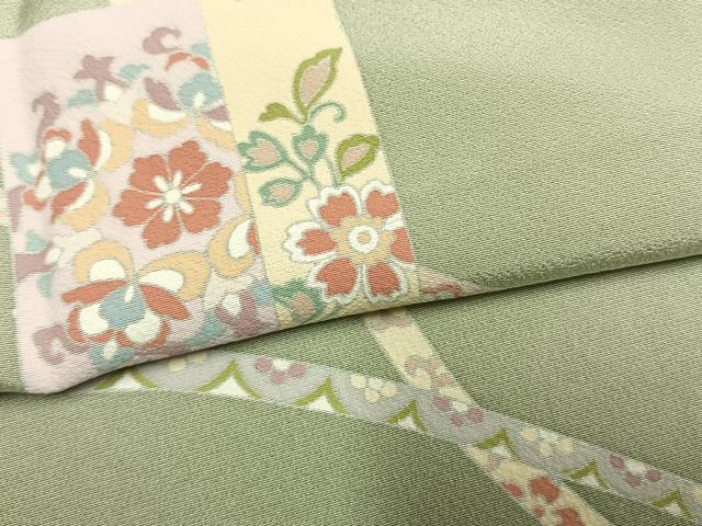 平和屋着物●訪問着　色紙重ね熨斗花文　暈し染め　正絹　逸品　未使用　AABL3314fy