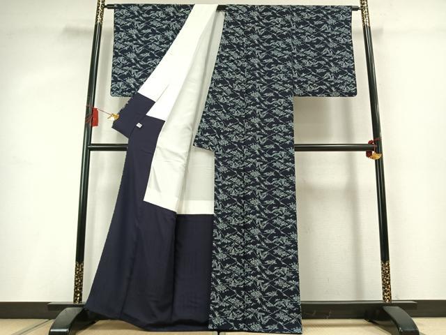平和屋着物●藍造り国選定無形文化財　藍師・佐藤昭人　小紋　飛鳥文　正絹　逸品　AABL3315fy