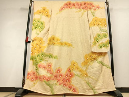 平和屋着物●豪華振袖　総絞り　枝松文　暈し染め　正絹　逸品　AABL3316fy