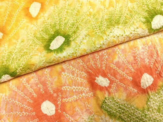 平和屋着物●豪華振袖　総絞り　枝松文　暈し染め　正絹　逸品　AABL3316fy