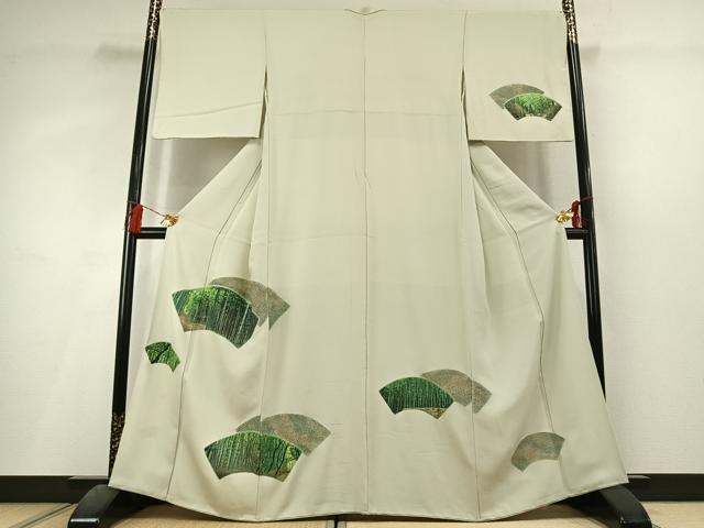 平和屋着物●訪問着　中国国宝刺繍　乱針刺繍　総刺繍　地紙重ね竹文　正絹　逸品　AABL3317fy