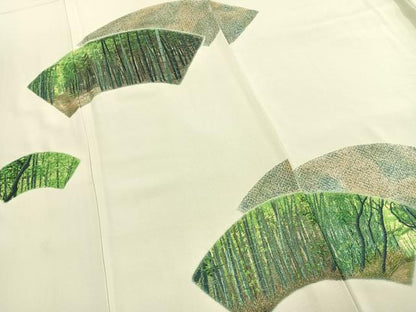 平和屋着物●訪問着　中国国宝刺繍　乱針刺繍　総刺繍　地紙重ね竹文　正絹　逸品　AABL3317fy