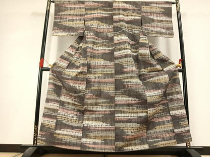 平和屋着物●上質な紬　杢目絞り　抽象文様　正絹　逸品　未使用　AABL3321fy