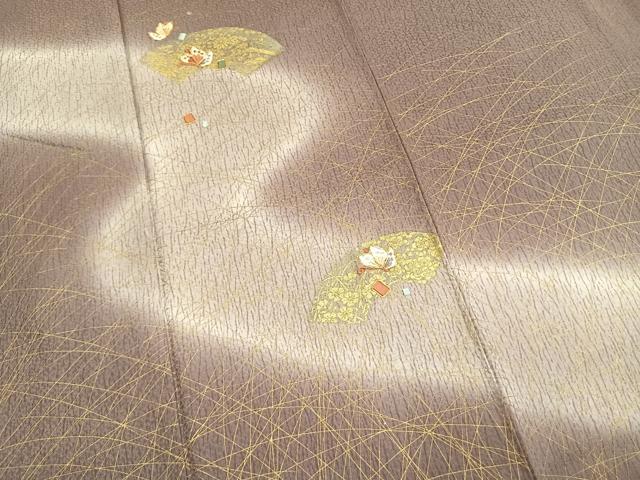 平和屋着物●訪問着　駒刺繍　地紙花蝶文　暈し染め　金彩　正絹　逸品　未使用　AABL3324fy