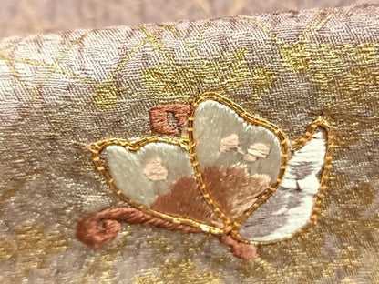 平和屋着物●訪問着　駒刺繍　地紙花蝶文　暈し染め　金彩　正絹　逸品　未使用　AABL3324fy