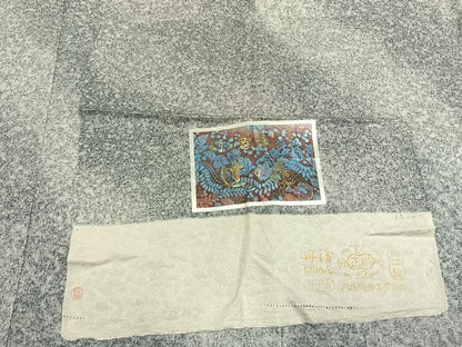 平和屋着物●上質な小紋　斜縞　暈し染め　丹後ちりめん　反端付き　正絹　逸品　未使用　AABL3326fy