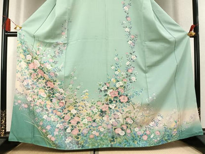 平和屋着物●訪問着　草花文　暈し染め　金彩　正絹　逸品　AABL3327fy