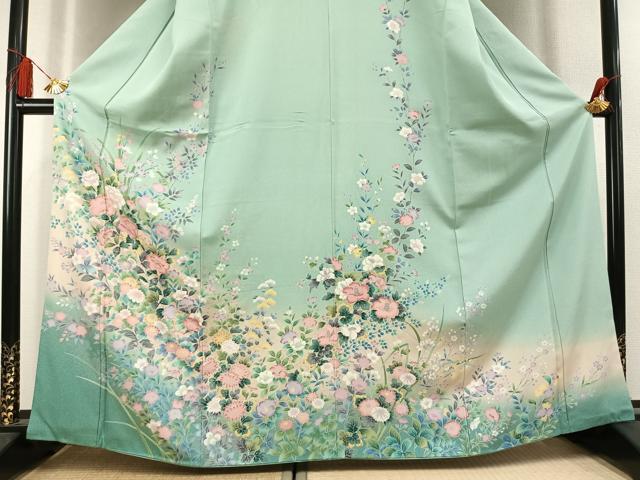 平和屋着物●訪問着　草花文　暈し染め　金彩　正絹　逸品　AABL3327fy