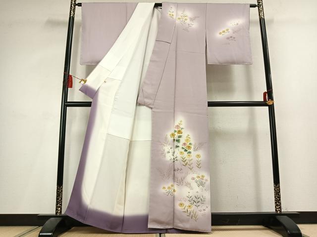 平和屋着物●訪問着　草花文　暈し染め　高島屋扱い　正絹　逸品　未使用　AABL3328fy