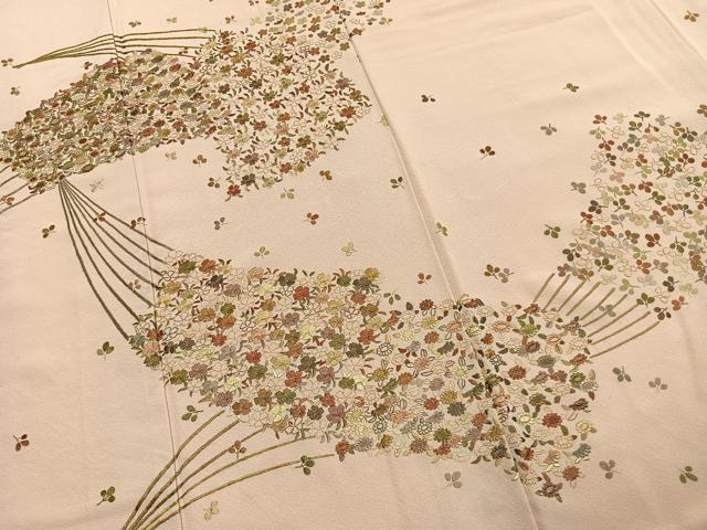 平和屋着物●訪問着　総刺繍　草花文　金糸　正絹　逸品　AABL3329fy