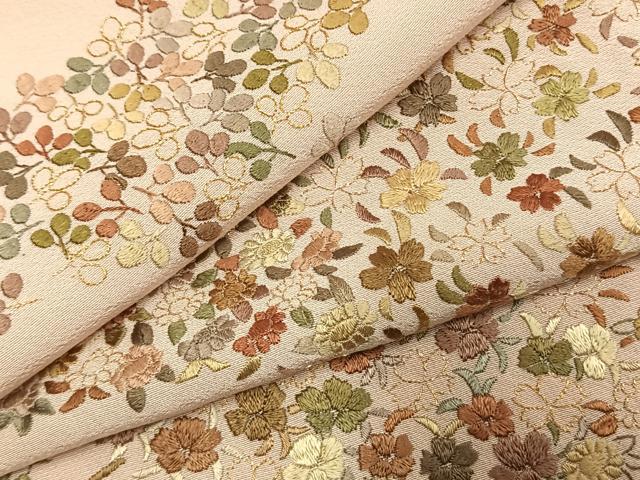 平和屋着物●訪問着　総刺繍　草花文　金糸　正絹　逸品　AABL3329fy
