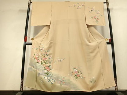 平和屋着物●訪問着　友禅　草花文　暈し染め　正絹　逸品　未使用　AABL3330fy
