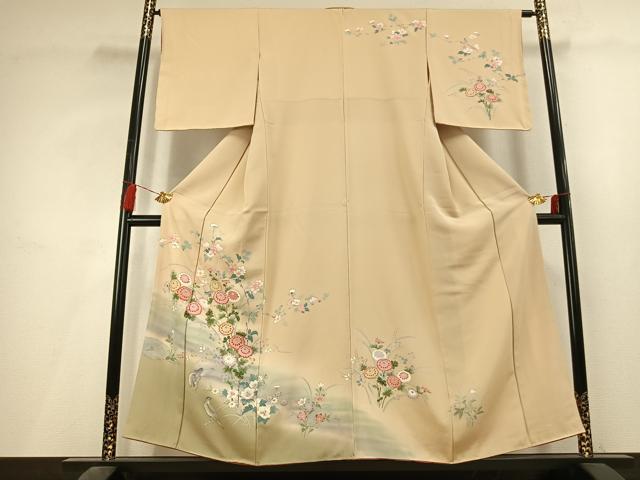 平和屋着物●訪問着　友禅　草花文　暈し染め　正絹　逸品　未使用　AABL3330fy