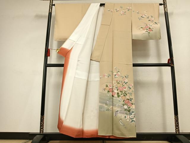 平和屋着物●訪問着　友禅　草花文　暈し染め　正絹　逸品　未使用　AABL3330fy