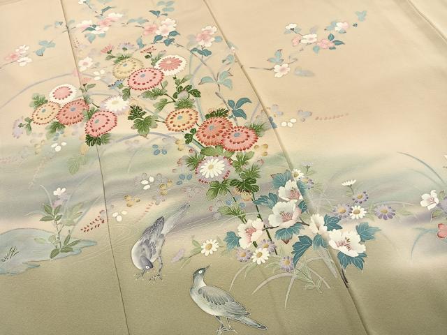 平和屋着物●訪問着　友禅　草花文　暈し染め　正絹　逸品　未使用　AABL3330fy