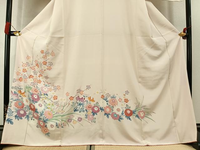 平和屋着物●訪問着　友禅　草花文　正絹　逸品　未使用　AABL3332fy