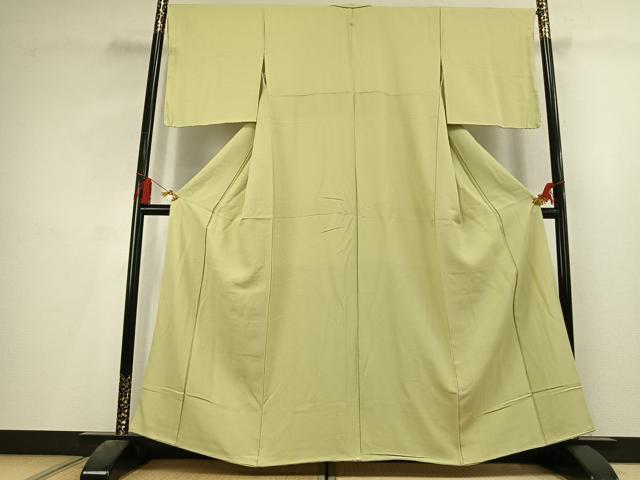 平和屋着物●上質な色無地　若菜色　正絹　逸品　未使用　AABL3334fy