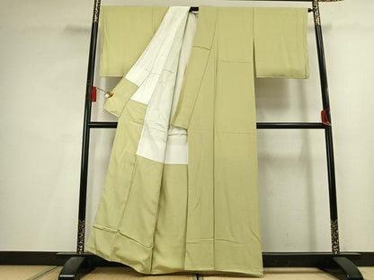 平和屋着物●上質な色無地　若菜色　正絹　逸品　未使用　AABL3334fy