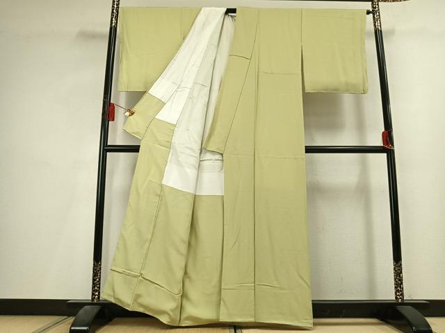 平和屋着物●上質な色無地　若菜色　正絹　逸品　未使用　AABL3334fy