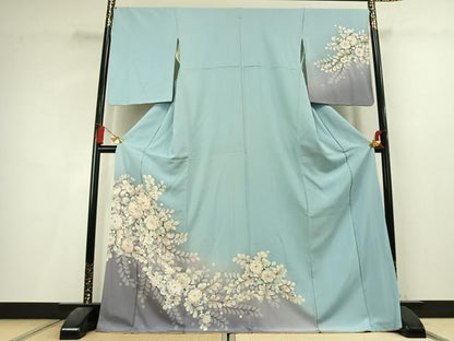 平和屋着物●訪問着　絞り　辻が花　暈し染め　ロング丈　正絹　逸品　AABL3335fy