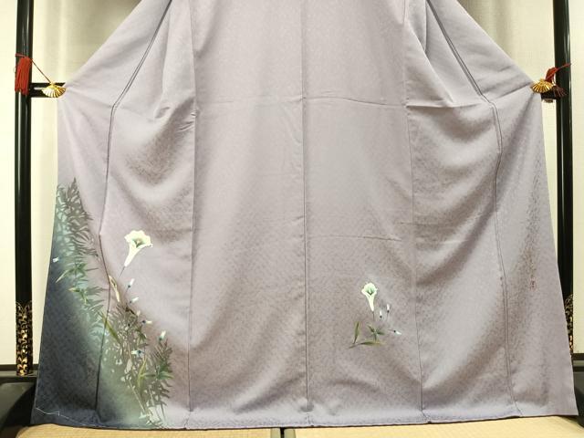 平和屋着物●螺鈿作家　藤本隆士　訪問着　螺鈿　草花文　暈し染め　金銀彩　ロング丈　正絹　逸品　未使用　AABL3338fy